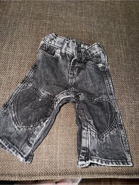 Toddler girl Black Washed Denim Heart Patch Jeans